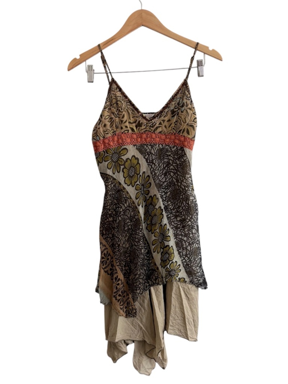 Funky People Y2K Camisole Asymmetrical Embellished Boho Slip Dress